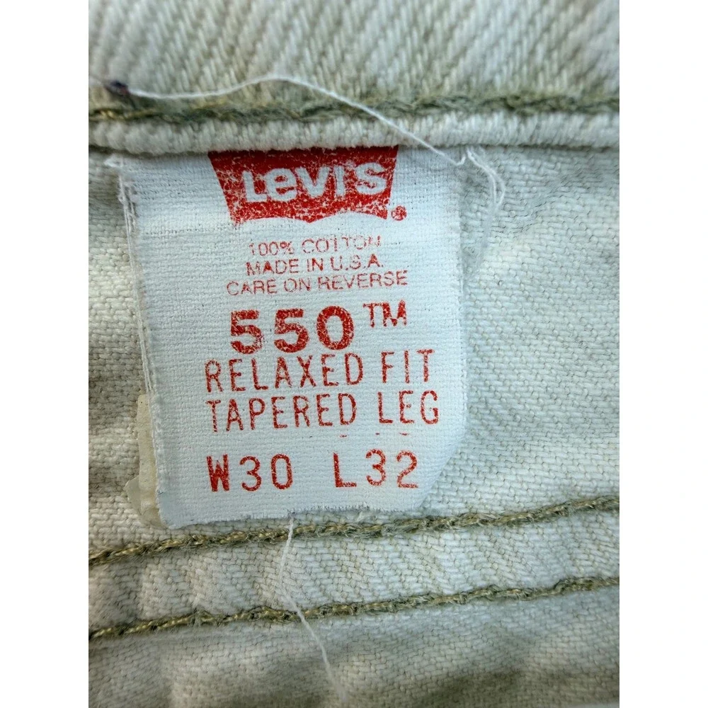 Vintage‎ Levis 550 Mens 30x32 White Jeans Relaxed Fit Tapered Leg USA Made 90s